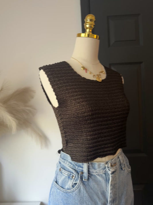 Y2K chocolate brown cropped tank